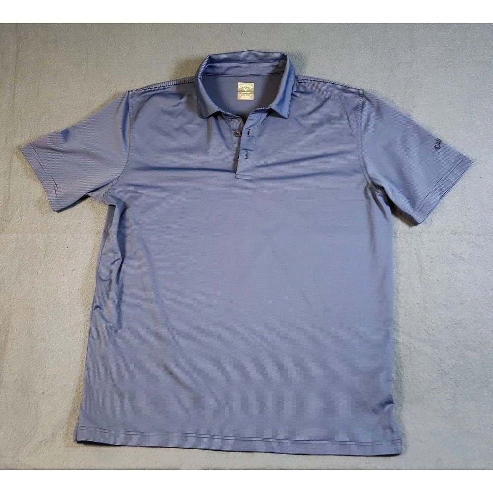 Callaway Golf Polo Shirt Opti Dri Blue Shadow Striped Mensโ Large Size